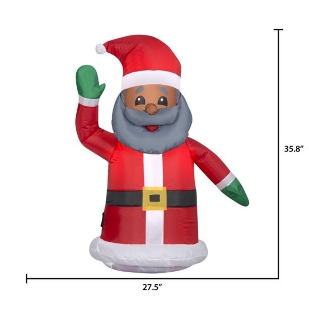 Gemmy Airblown Inflatable African American Santa Car Buddy 3Ft LED Christmas New - Picture 7 of 9